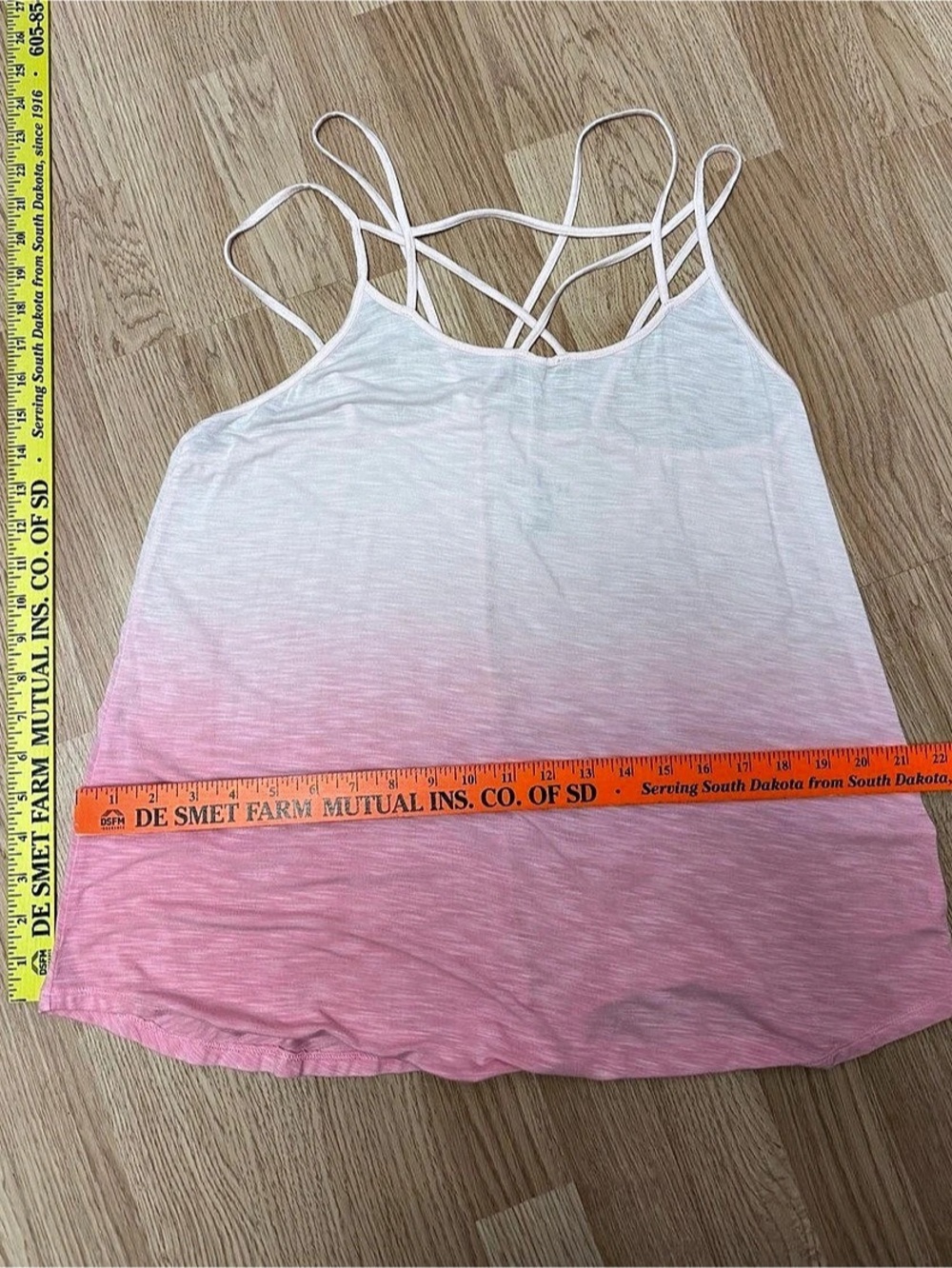 American Eagle Soft & Sexy Slub Ombre Strappy Tank Pink & White Size Large